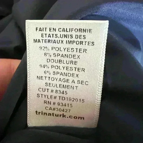 Trina Turk Floral Printed Bow-Back Sheath Mini Woman’s Navy Dress Size 2 - Picture 7 of 8